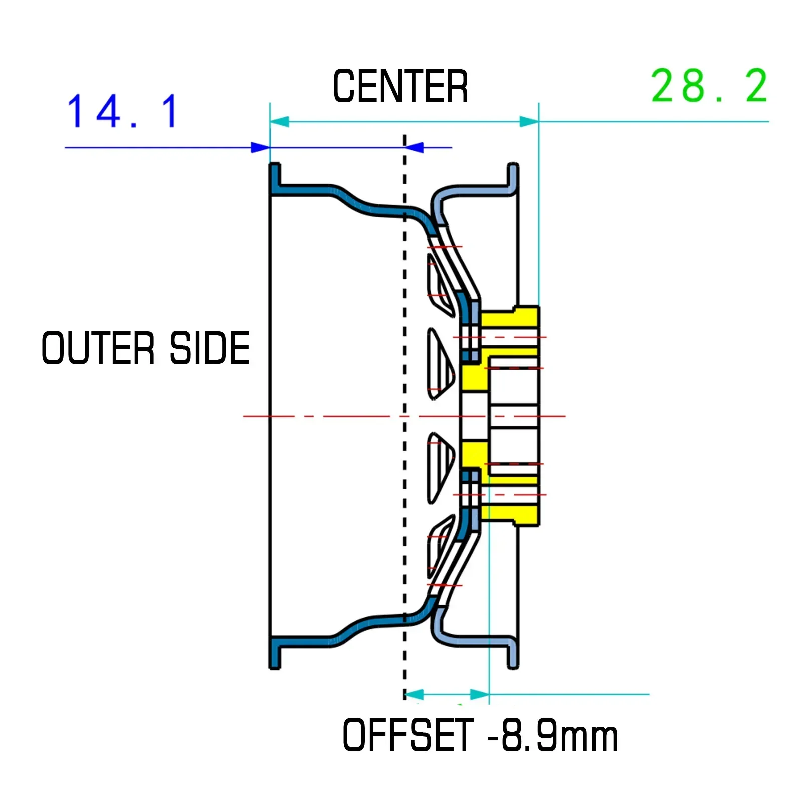 Deep Dish Offset -8.9mm Metal 1.9\