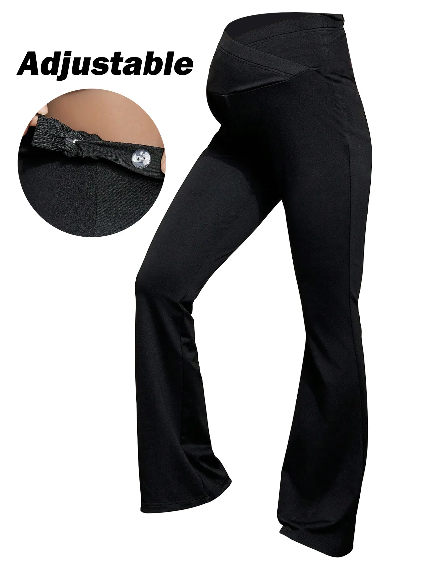 2026 ربيع الأمومة النساء اليوغا السراويل مع الصليب البطن دعم الصلبة قابل للتعديل عالية الخصر سليم مضيئة السراويل الحمل طماق #2