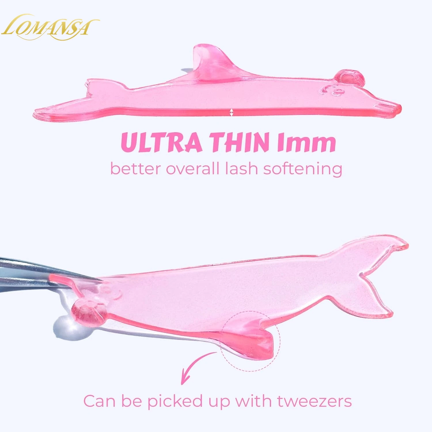 Lomansa 4Pcs Korean Dolphin Shape Reusable Silicone Eyelash Perm Lash Rod Shield Lash Softening Pad Eyelash Curler Makeup Tools