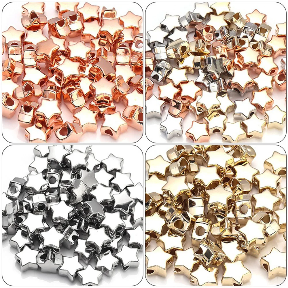 100pcs 10mm Star Shape Bead Charm Gold Silver CCB Beadwork Pendant for DIY Jewelry Making Bracelet Earring Pendant Accessories