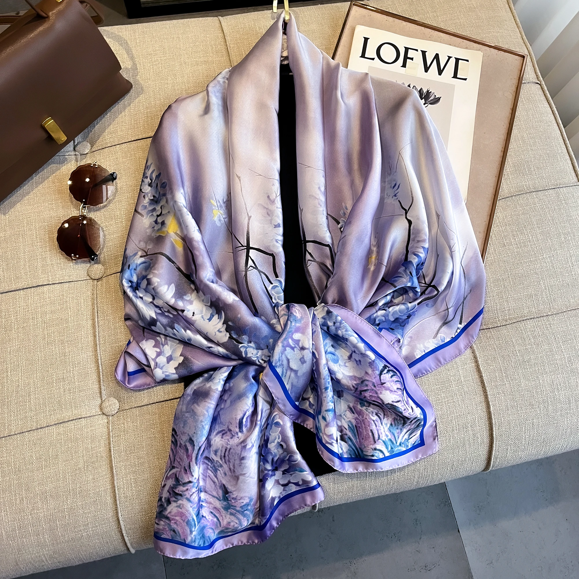 2024 180*90cm Luxury Brand Women Scarf Summer Silk Shawl Lady Wrap Soft Female Beach Stole Bandanna foulard muffler