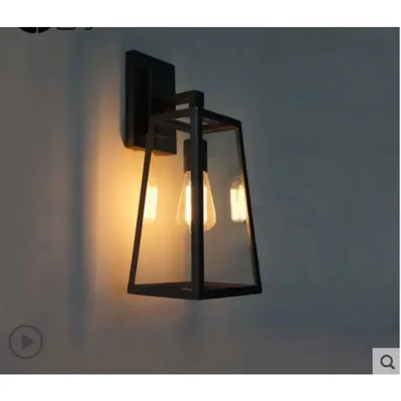 American Creative Industrial Retro Wall Lamp Bar Coffee Shop balcony Glass Box Wall Lamp