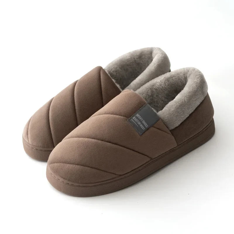 Zapatillas de casa cálidas para hombres y mujeres, toboganes de felpa para parejas, cómodos zapatos planos para el hogar, interiores, dormitorio, antideslizantes, talla grande 48, 49, Invierno