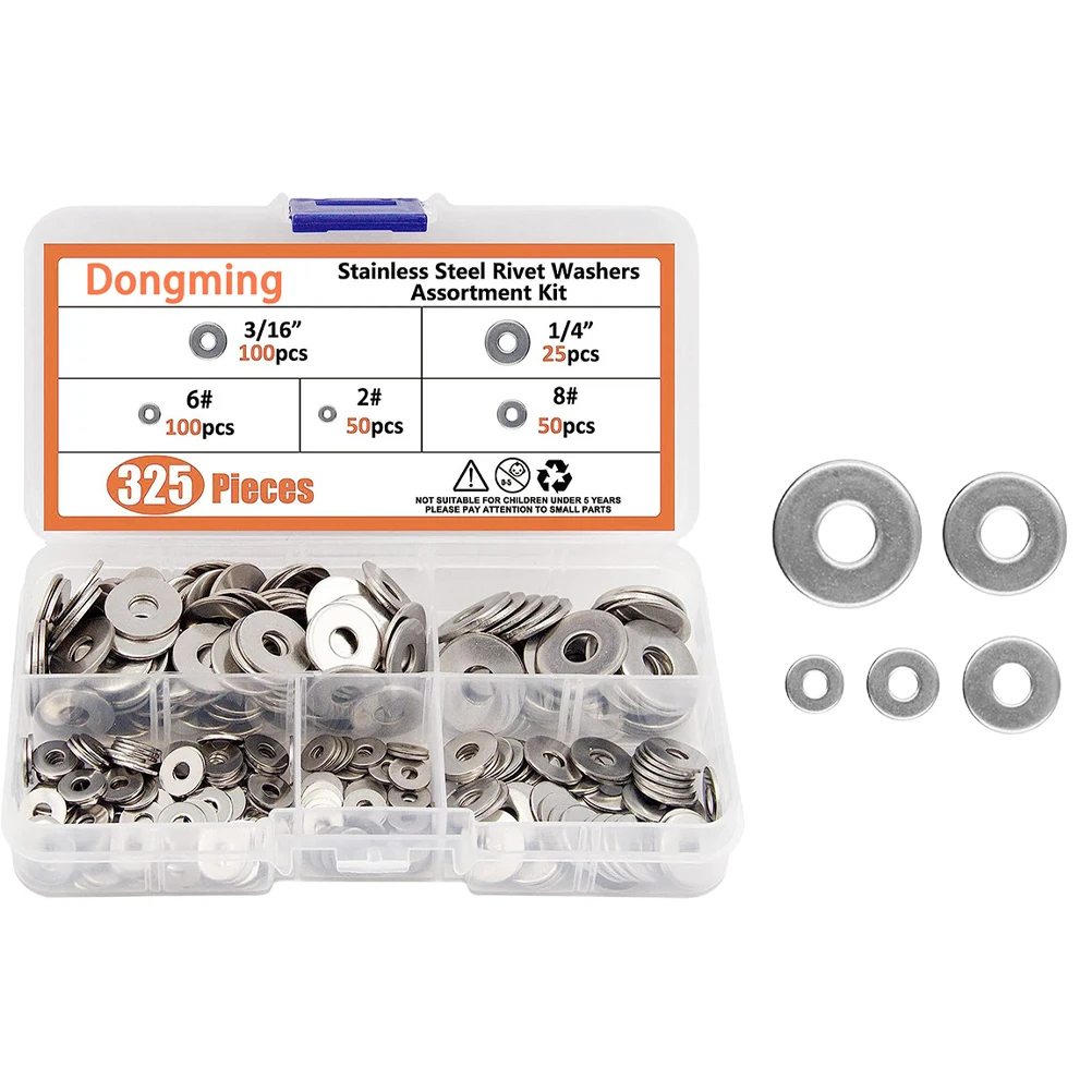 

325 Pcs Gasket Stainless Steel Flat Washer Sealant Material Metal Washers Assorted
