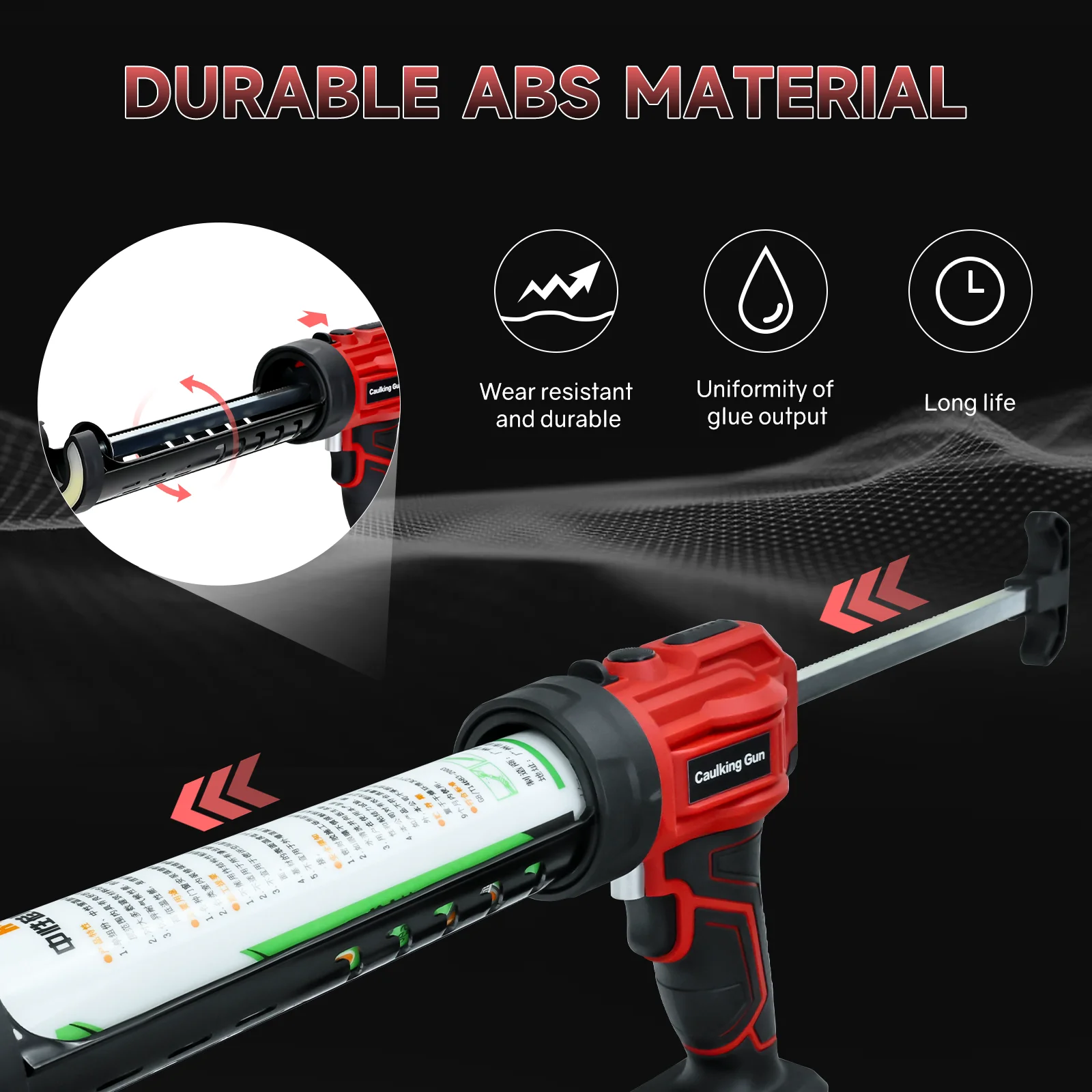 Electric Caulking Gun 10oz/300ml 4-Speeds Caulk Adhesive Gun Silicone Gun with LED Light for Milwaukee 18V Battery (No Battery) image 3