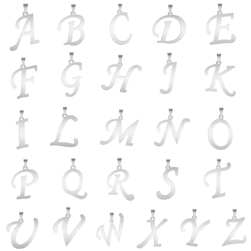 A-Z Initial Letters Pendant Necklace English Alphabets Stainless Steel Necklaces For Women Men Accessories Fashion Jewelry Gift