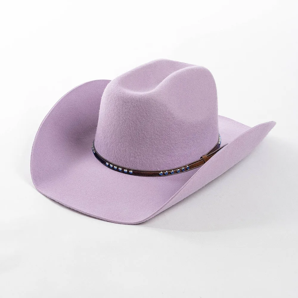 USPOP Herfst Winter Western Cowboyhoed Unisex Casual Bezaaid Wolvilt Hoed met Riem Grote Maat Fedora Verkrijgbaar in Maten S-XL