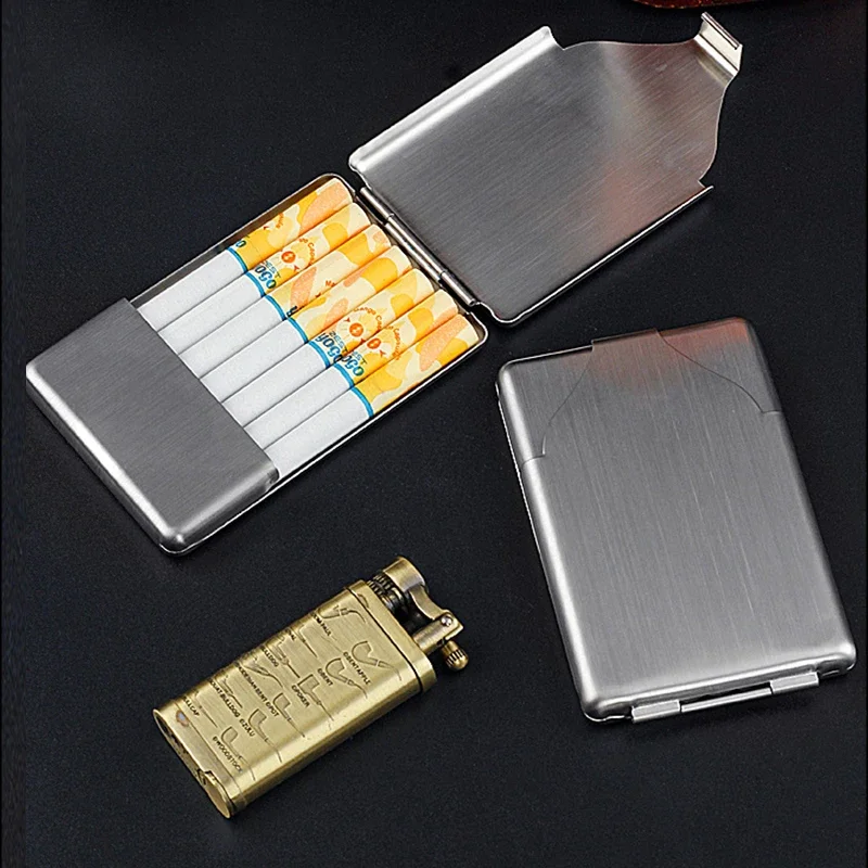 

Ultra Thin Cigarette Box Stainless Steel Cigarette Storage Case Pocket Rust-proof Moisture Cigarette Case with Clip