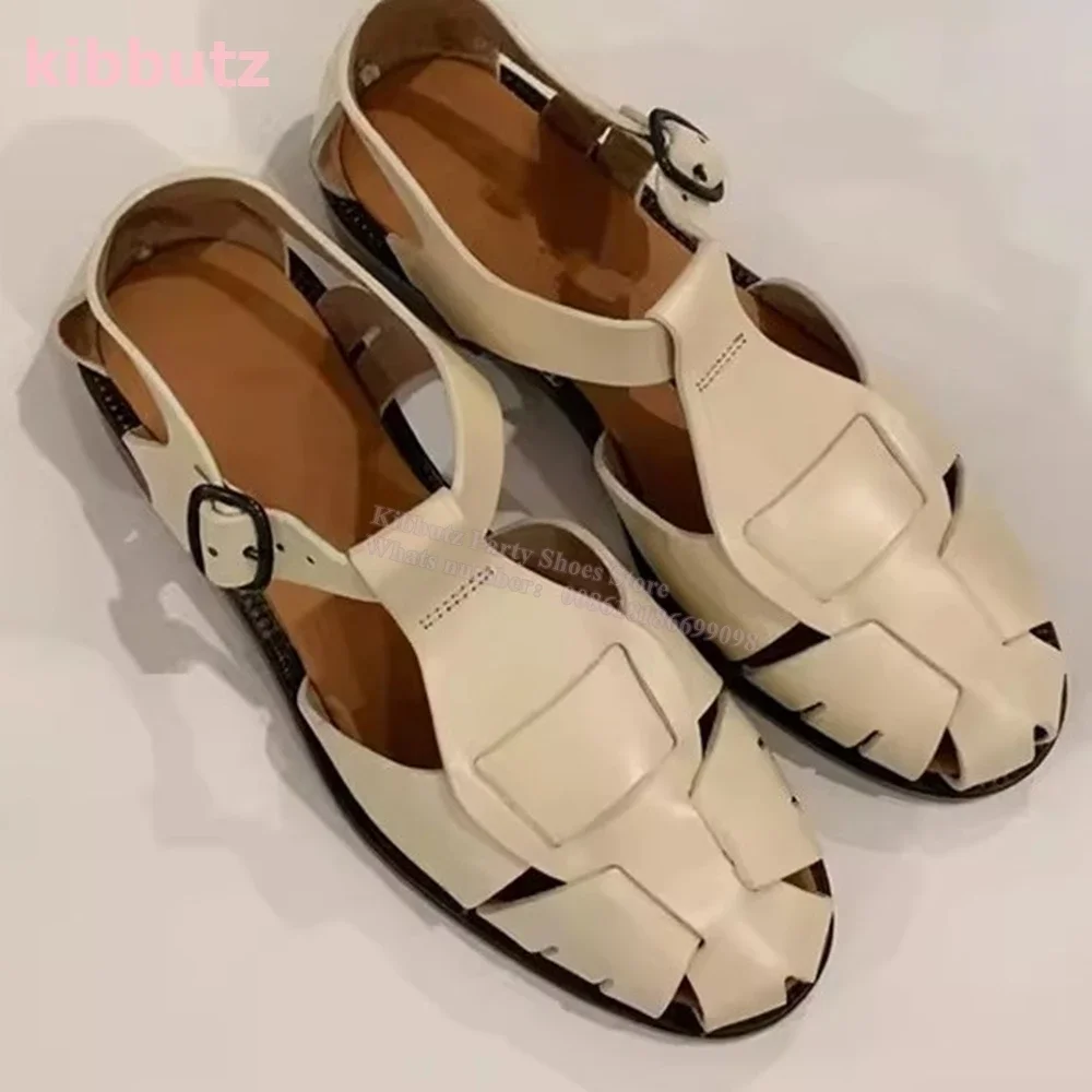 Gladiator Roman Sandal Cross Strap Leather Square Toe Flat with Mixed Color Fashion Elegant Sexy Concise Summer Women Shoes New