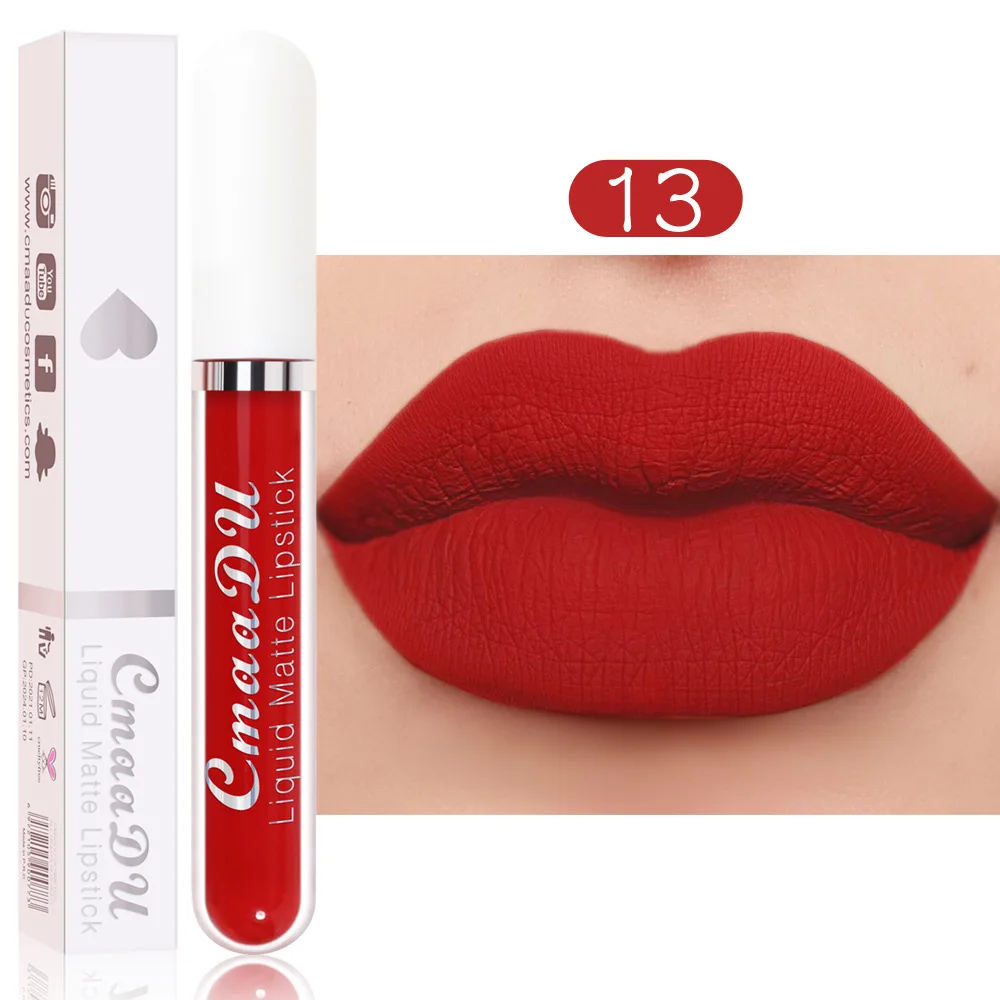 Sexy Long Lasting Velvet Matte Lip Gloss Rose Liquid Lipstick Makeup Women Beauty Red Nonstick Cup Waterproof Lip Gloss 18 Color