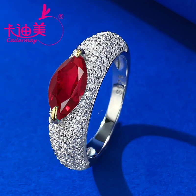 

Серебряное кольцо 925 пробы 5x10 мм с инклюзией, выращенные в лаборатории сапфировые рубиновые кольца D VVS, кольцо с муассанитом для женщин, ювелирные изделия