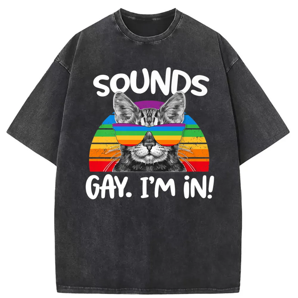 

Rainbow Cat Sounds Gay I'm In Funny T-shirts Sweatshirts For Men Moto Biker Summer Tshirts Man Long Sleeve Coupons Funny Tshirt