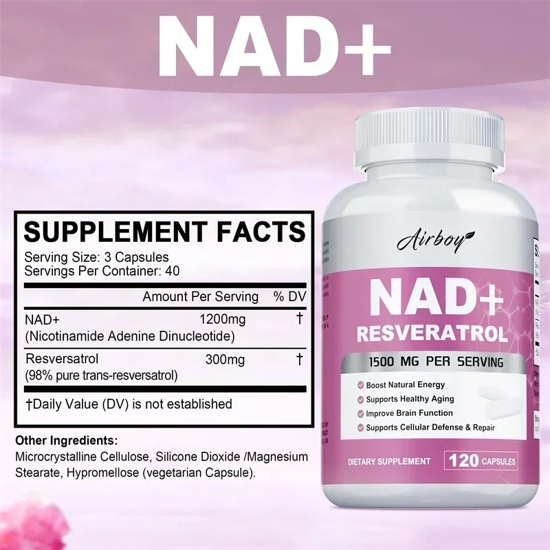 NAD + Resveratrol - Support Cell Repair and Energy, Increases Skin Elasticity, Anti-aging, Improve Dullness, Promote Skin Health