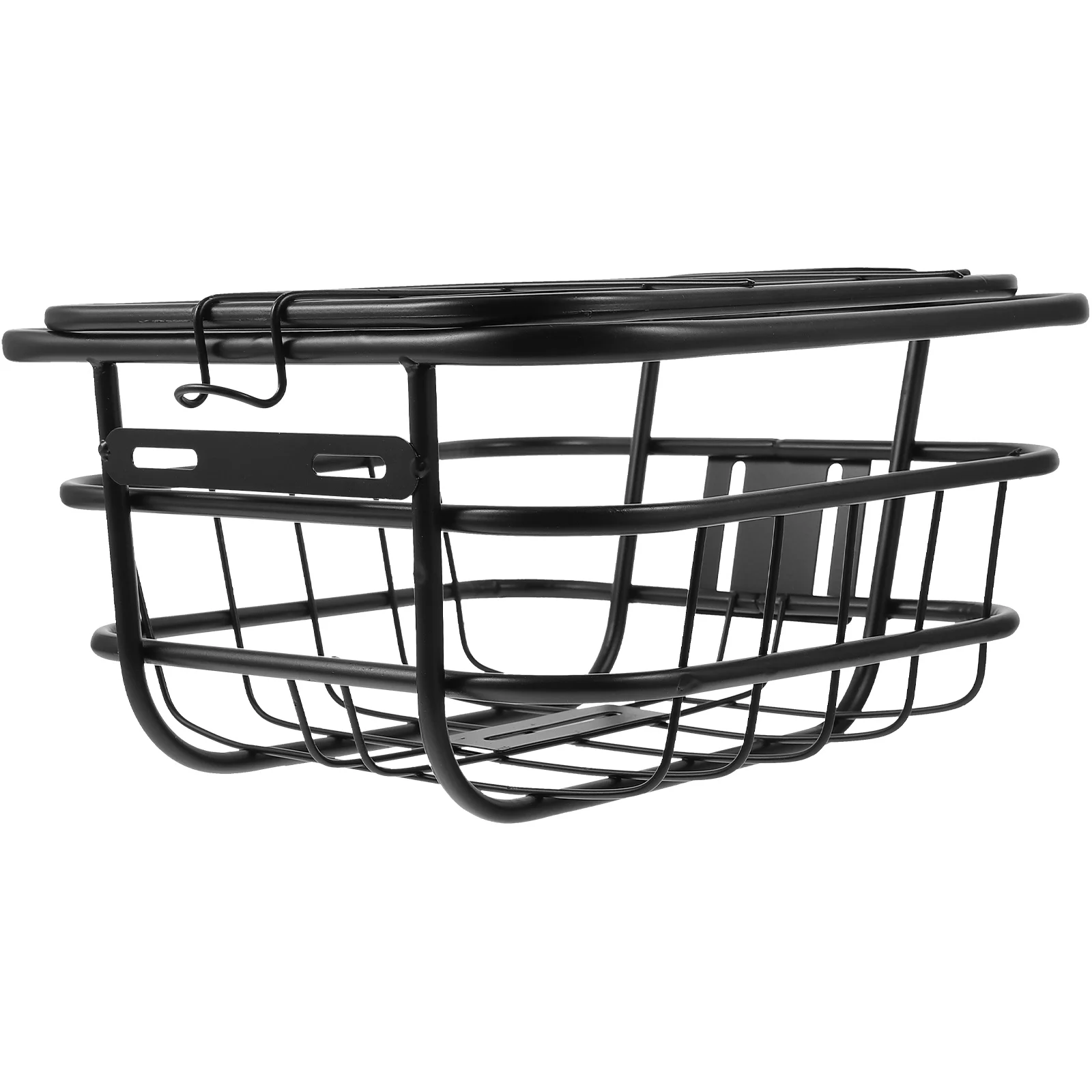 

1pc Black Iron Bike Basket Front Storage Basket For Electric Bicycle Durable Thickened Practical Container Strong Load Capacity
