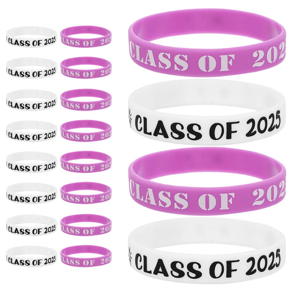 

20 шт. силиконовых браслетов для выпускного сезона, стильный дизайн, удобный материал, регулируемый размер, аксессуары для выпускного вечера