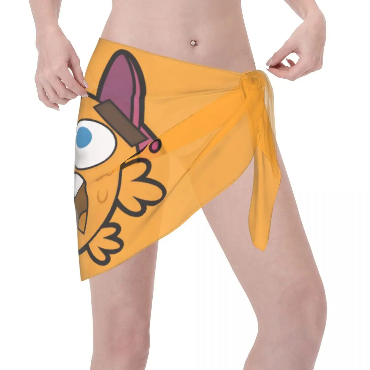 แฟชั่นที่กําหนดเอง Fairly Oddparents ปลา Timmy Casual Beach Dress ตกแต่งการ์ตูนผู้หญิงสั้น Sarongs Beach Wrap สําหรับชุดว่ายน้ํา