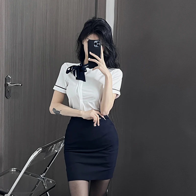 Costume da segretaria sexy loween Cosplay Air Host Stage Performance Nightclub orm Insegnante Outfit Faion da donna