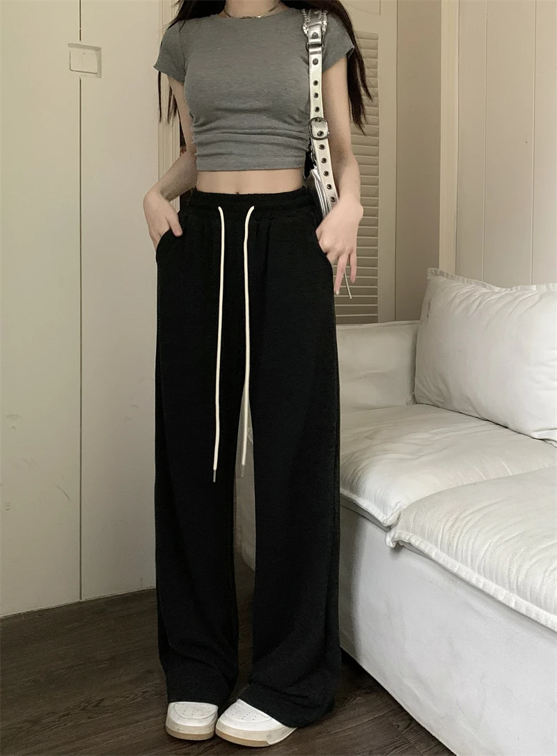 2024 Summer New Line Soft Waxy Tall Pants Spring And Autumn Light Skin Comfortable Elastic Waist All The Casual Pants