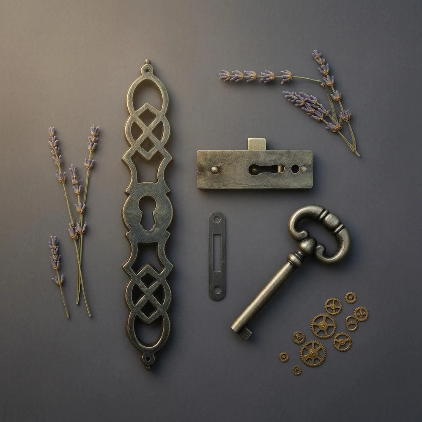 4 Pieces Vintage Clock Lock Hardware Set Textured Surface Grandfather Clock Lock Decorative