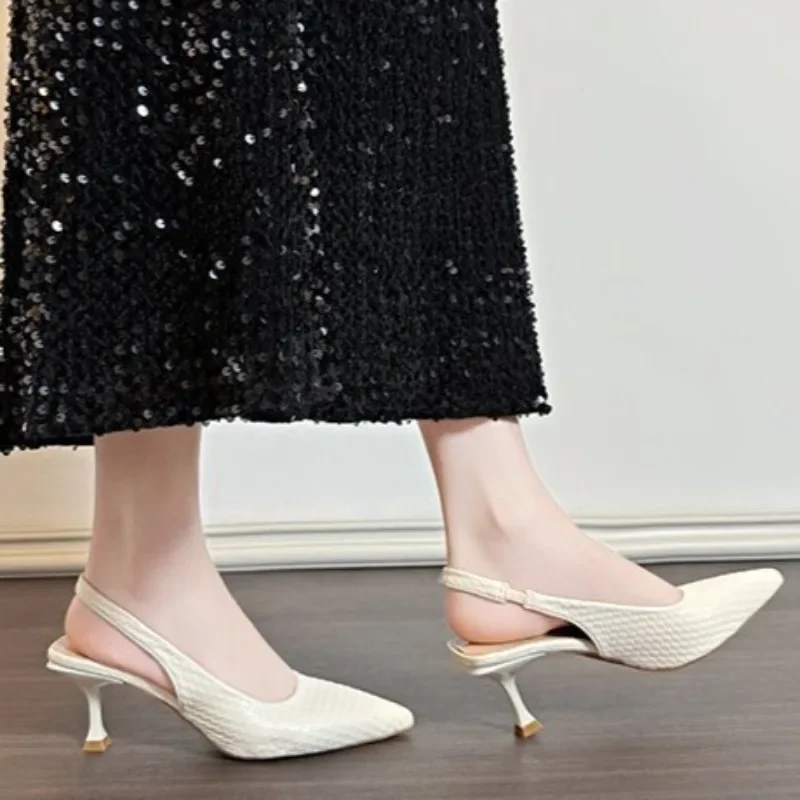 Fashion Female Shoes 2026 New Women's Pumps Solid Color Simple Shoes Sexy Pointed Toe Slingback Elegant Dress Shoes