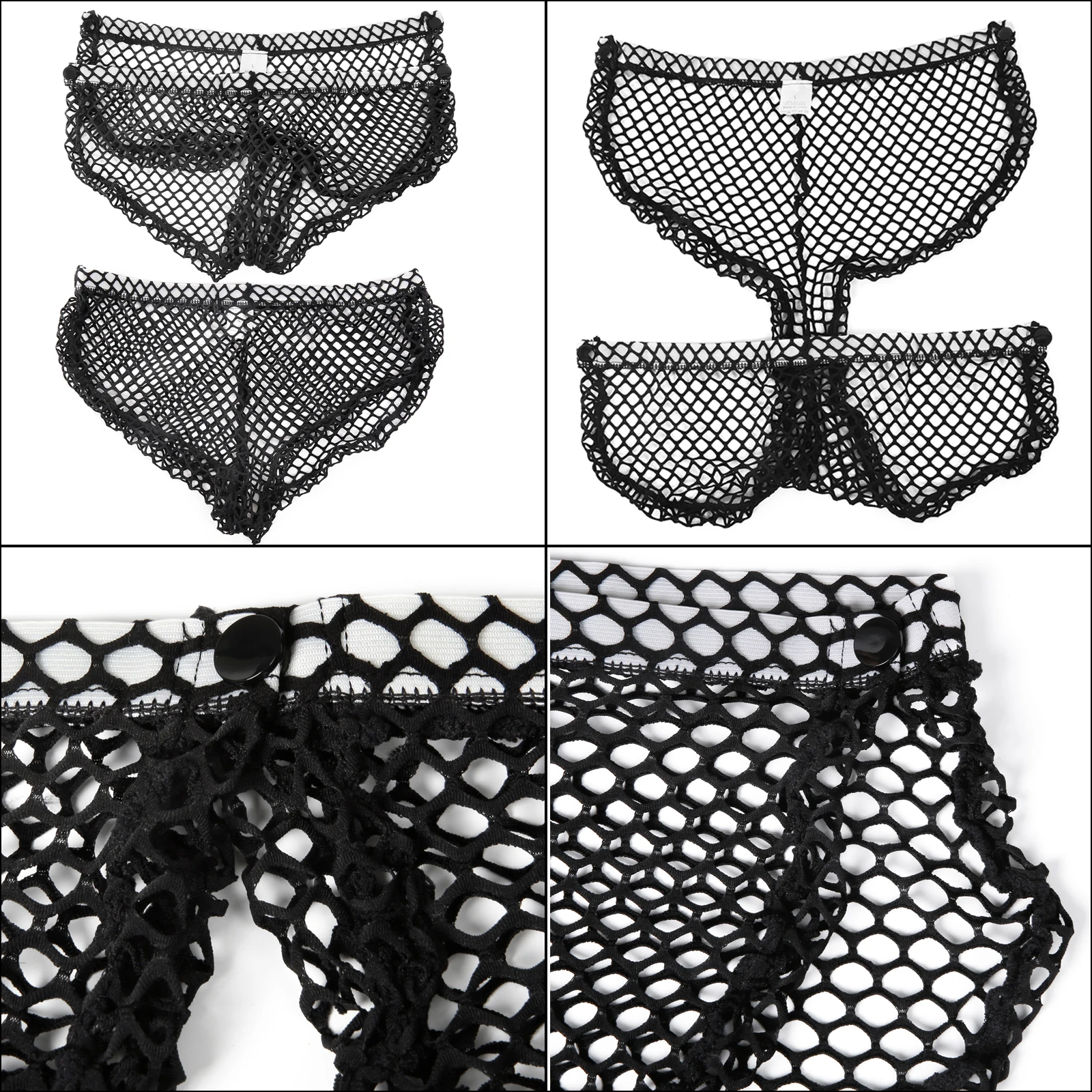 الرجال مثير مخرمة شير شبكة صيد السمك ملخصات الجانب العاري مفتوحة الملابس الداخلية شبكة شفافة السراويل جوفاء شبكة تنفس سراويل #6