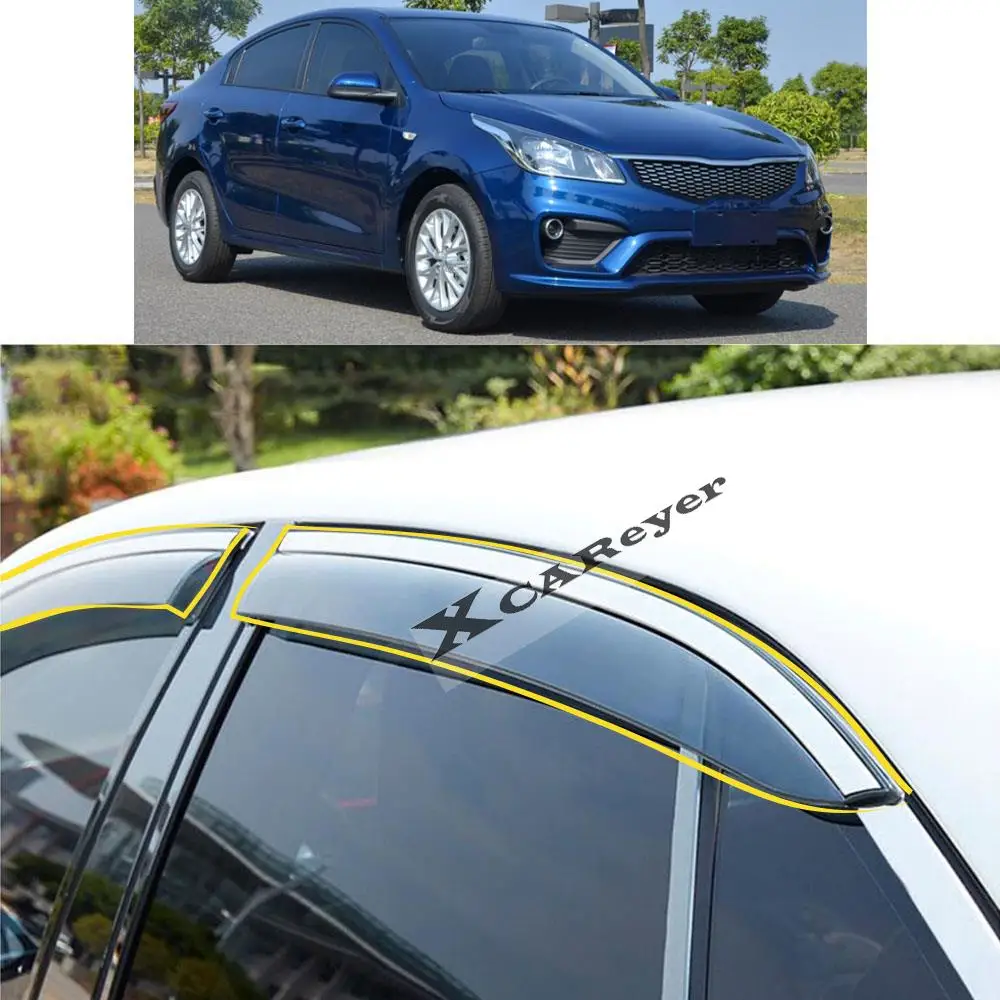 For KIA K2 Sedan 2017 2018 2019 2020 2021 Car Body Styling Sticker Plastic Window Glass Wind Visor Rain/Sun Guard Vent Parts