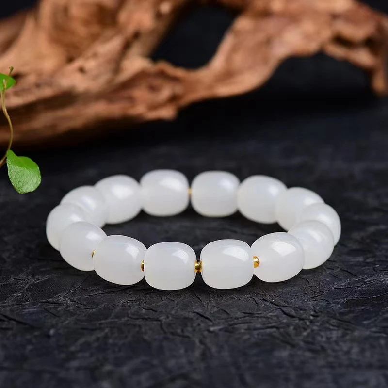 Wholesale Alabaster Crystal Quartz Natural Stone Streche Bracelet Elastic Cord Pulserase Jewelry Beads Lovers Woman Gift