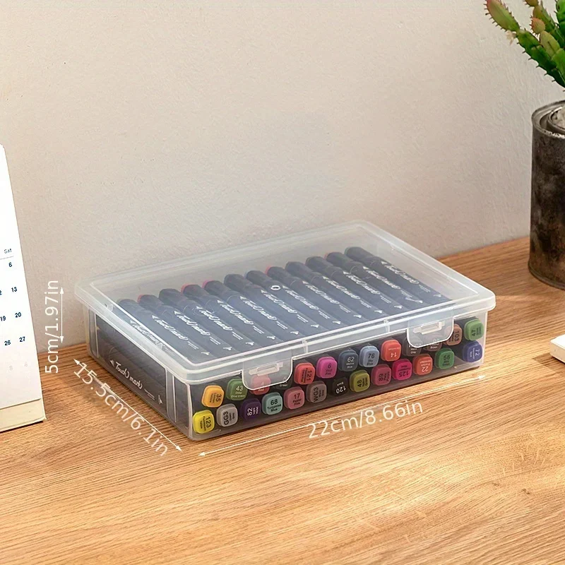 Large Capacity Pencil Case Transparent Plastic Notebook Sketch Marker Colored Lead Painting Storage Box, Back To School Supplies image 3