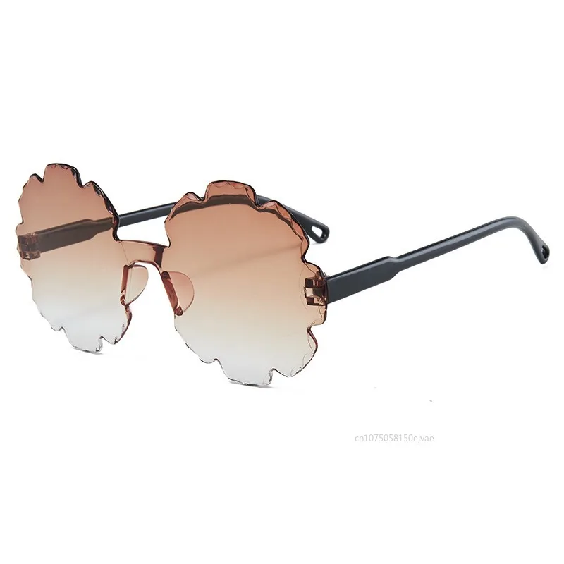 Роскошные круглые детские солнцезащитные очки без оправы, солнцезащитные очки для мальчиков и девочек, винтажные солнцезащитные очки в форме цветка, UV400