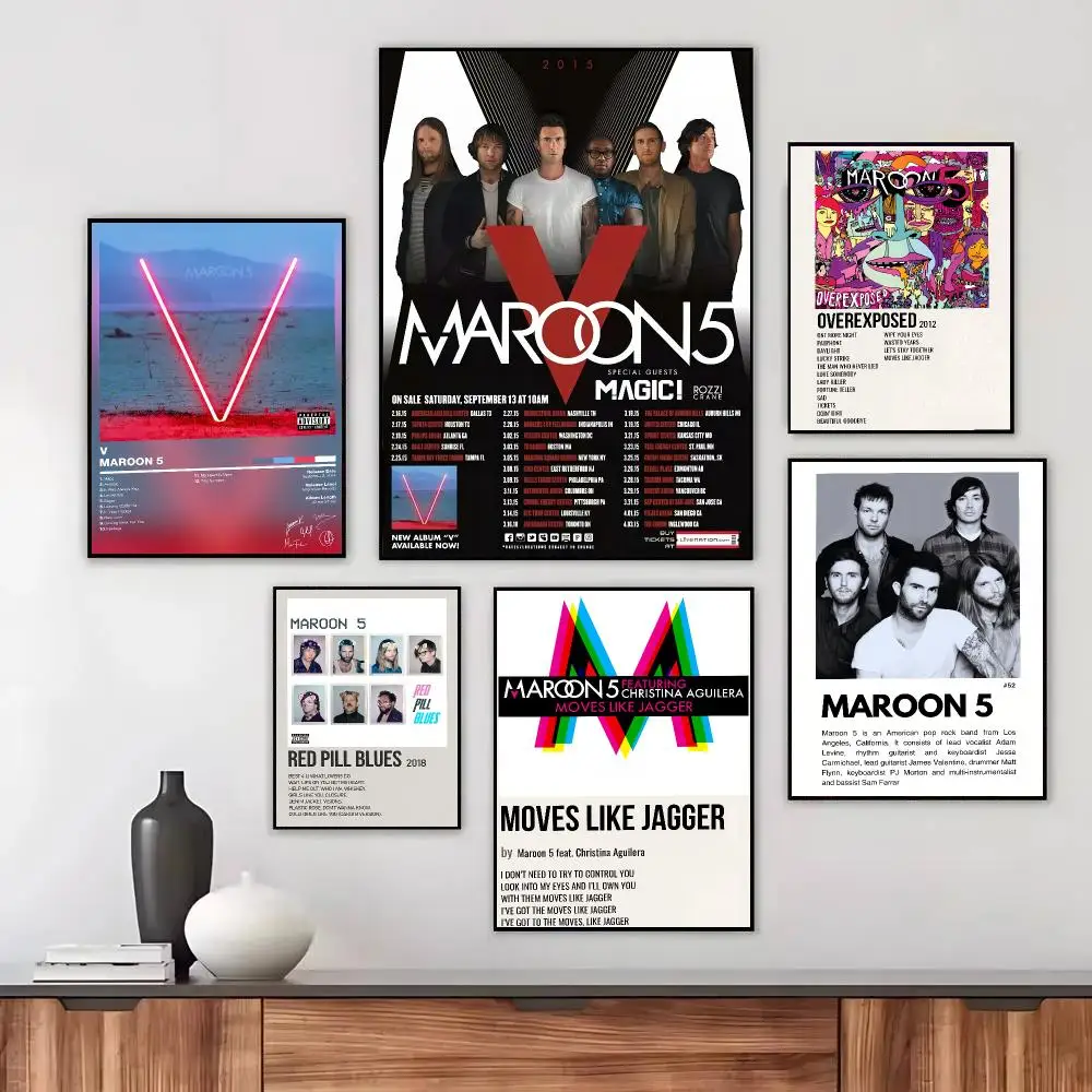 Pop Rock Band M-Maroon 5 Poster Wall Art Printed Decor Sticker Stylish Home Gift for Living Room Bedroom Corridor Cafe