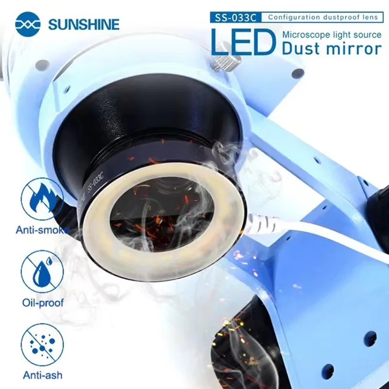 Sunshine SS-033C LED Microscope White Ring Light Source Adjustable Dustproof Mirror Phone BGA Repair Microscope Lamp