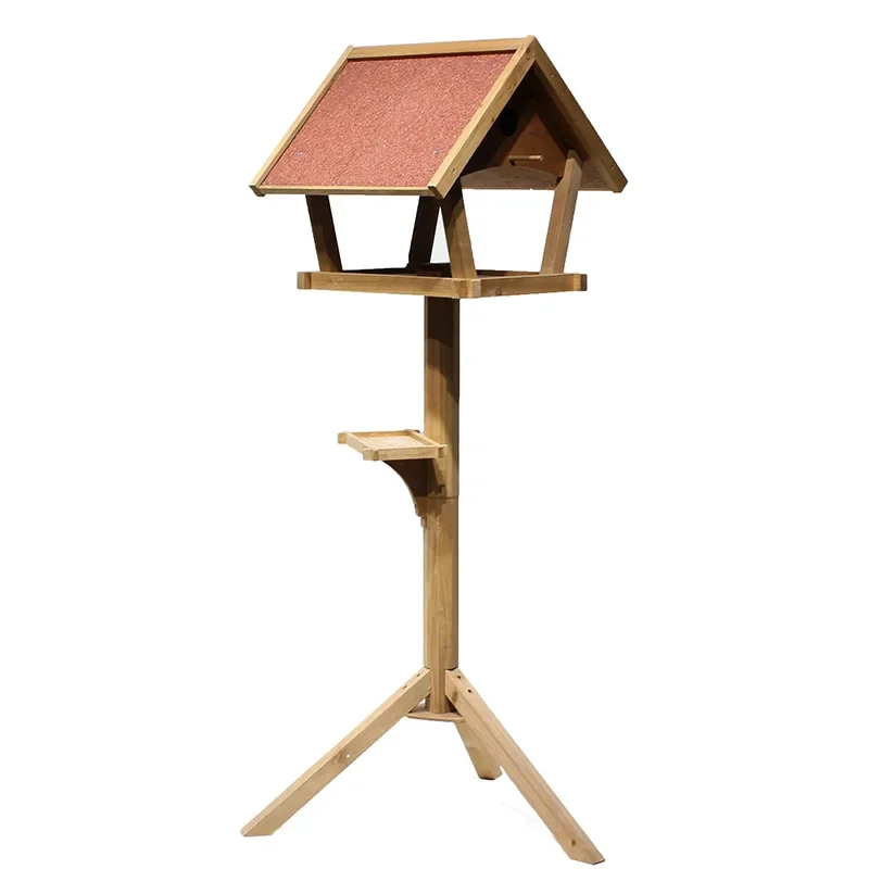 Outdoor Solid Wood Bird Feeder Feeder Sparrow Pigeon Feeder Food Box  Cage Bird Nest Balcony Garden Villa