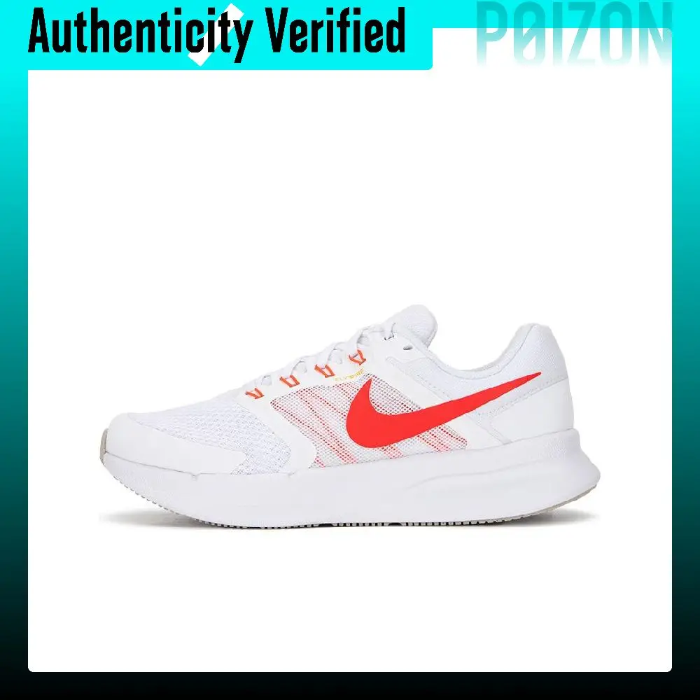 Nike Run Swift 3 Cushioning Slip Resistant Abrasion Resistant Breathable Low top Casual Running Shoes Men's White Red DR2695-101