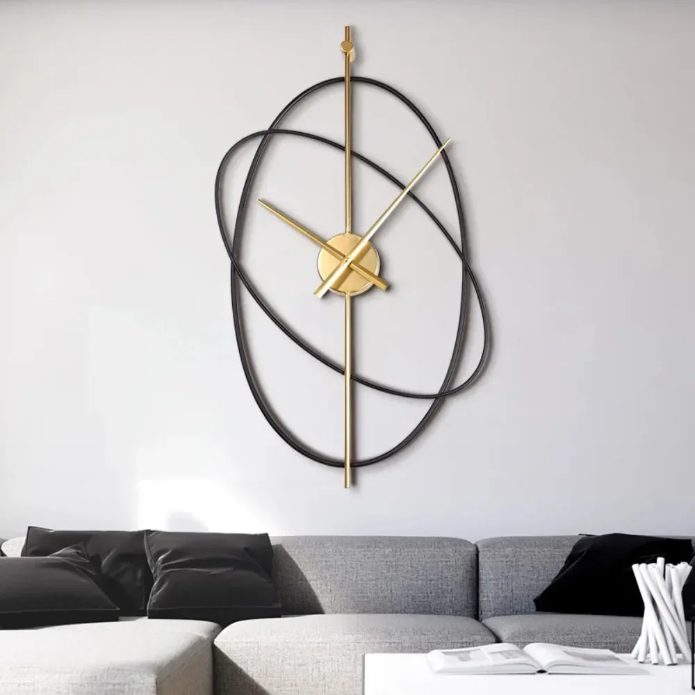 

Minimalism Long Wall Clock Classic No Sound Black Retro Art Wall Clock Large Hands Queen Creative Reloj De Pared Home Decoration