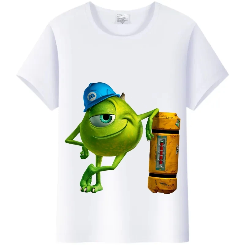 Casual Disney Monsters camiseta branca para homens e mulheres, James -P- Sullivan, gráfico engraçado do Sr. Q, camisetas brancas femininas, roupas