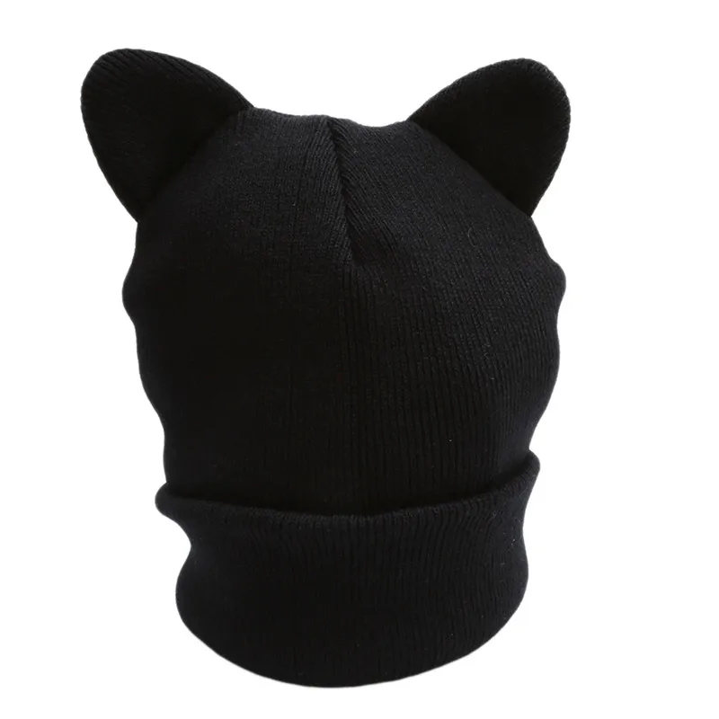 Lovely Warm Winter Casual Skullies Beanies Hat Hot Fashion Design Wool Cap Hat Gray White Cute Cat Ears Knitted Hat 2023 image 5
