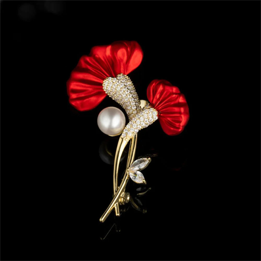 New Chinese Style Carnation Brooch For Women Pearl Rhinestone Lapel Pin Elegant Luxury Suit Dress Jewelry Accessories Gifts