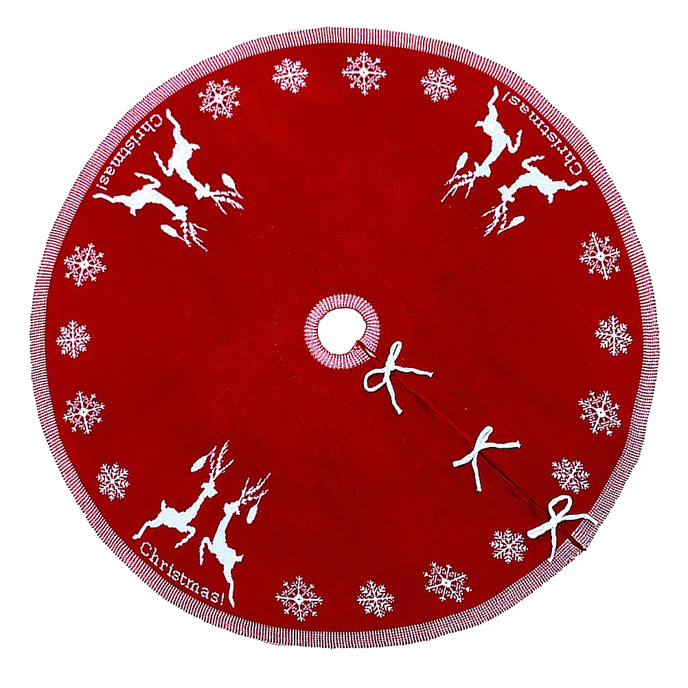 Knitting Acrylic Carpet Christmas Tree Skirt Xmas Tree Bottom Cover Home Decoration (Red, 95cm) xmas tree skirt
