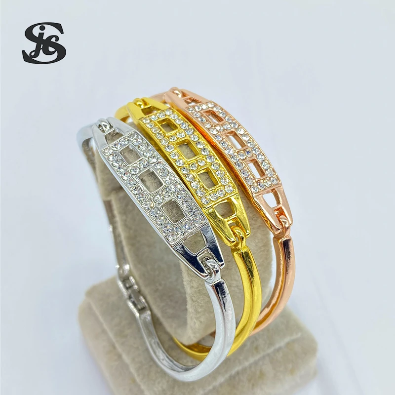 

Dubai Design Fashion Jewelry New Gold-Plated Three Color Zircon Bracelet For Women Wedding Party Anniversary Gift