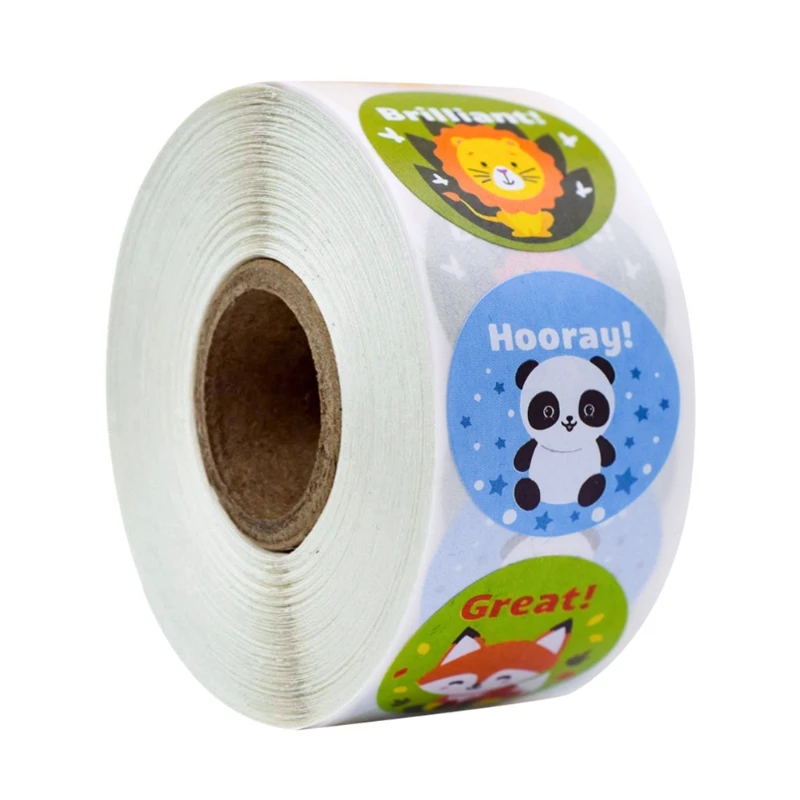 500Pcs/Roll School Cartoon Animal Labels Reward Stickers Motivational Incentive Stickers for Kids Self-Adhesive