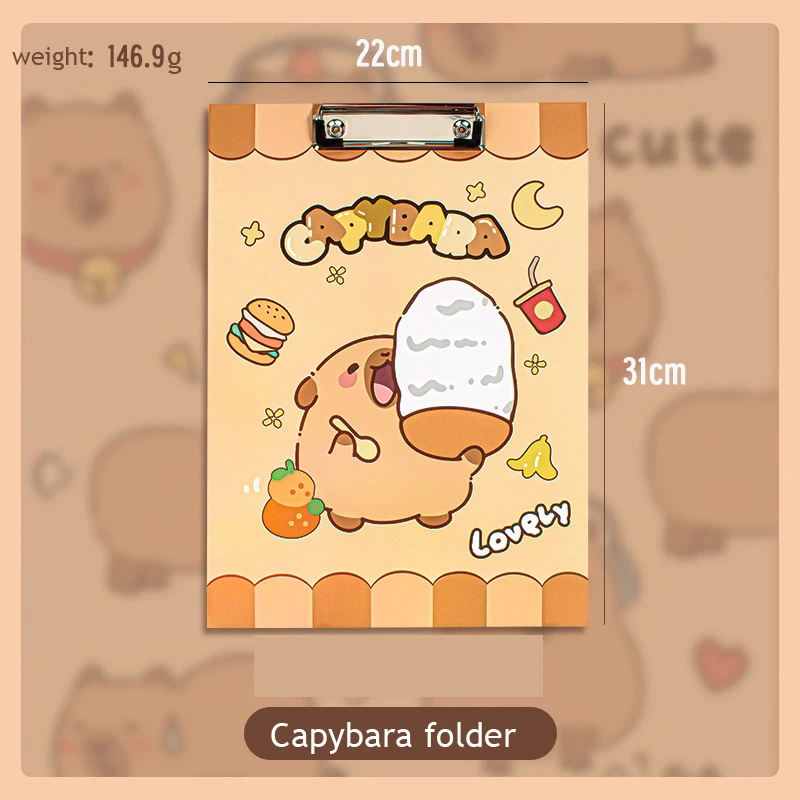 Kawaii Capybara A4 Folder Student Board Clip Writing Pad Folder Desk Organizer University Folders Folder For Documents Clipboard