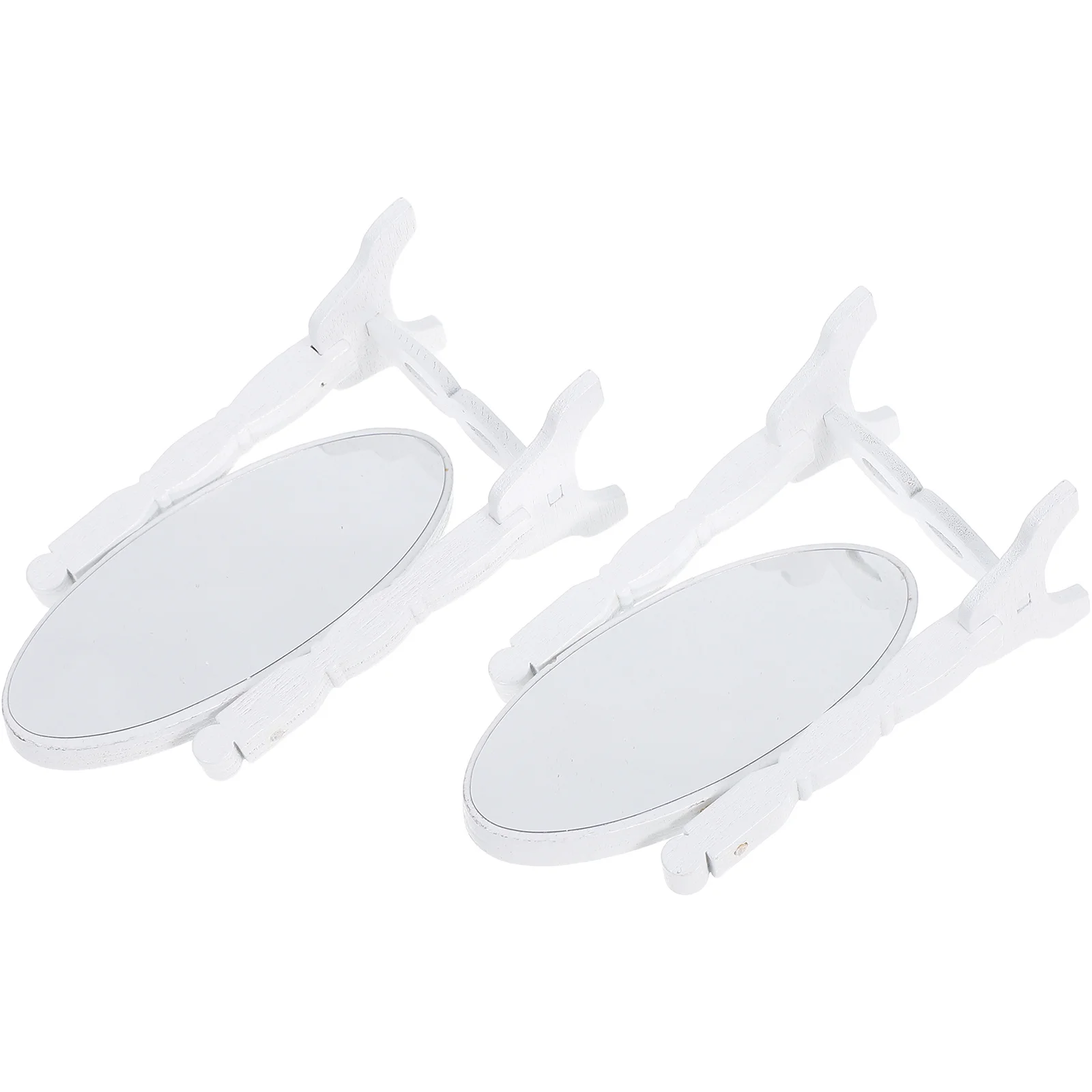 2 個ミニチュアヴィンテージスタイルスタンディングミラー木製フレーム 1:12 スケール装飾テーブルミラードールハウス寝室家具用