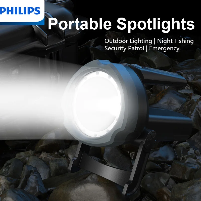 Philips 3101 Flashlight USB Charging Portable Light Outdoor LED Emergency Projection Spotlights for Camping Work Light