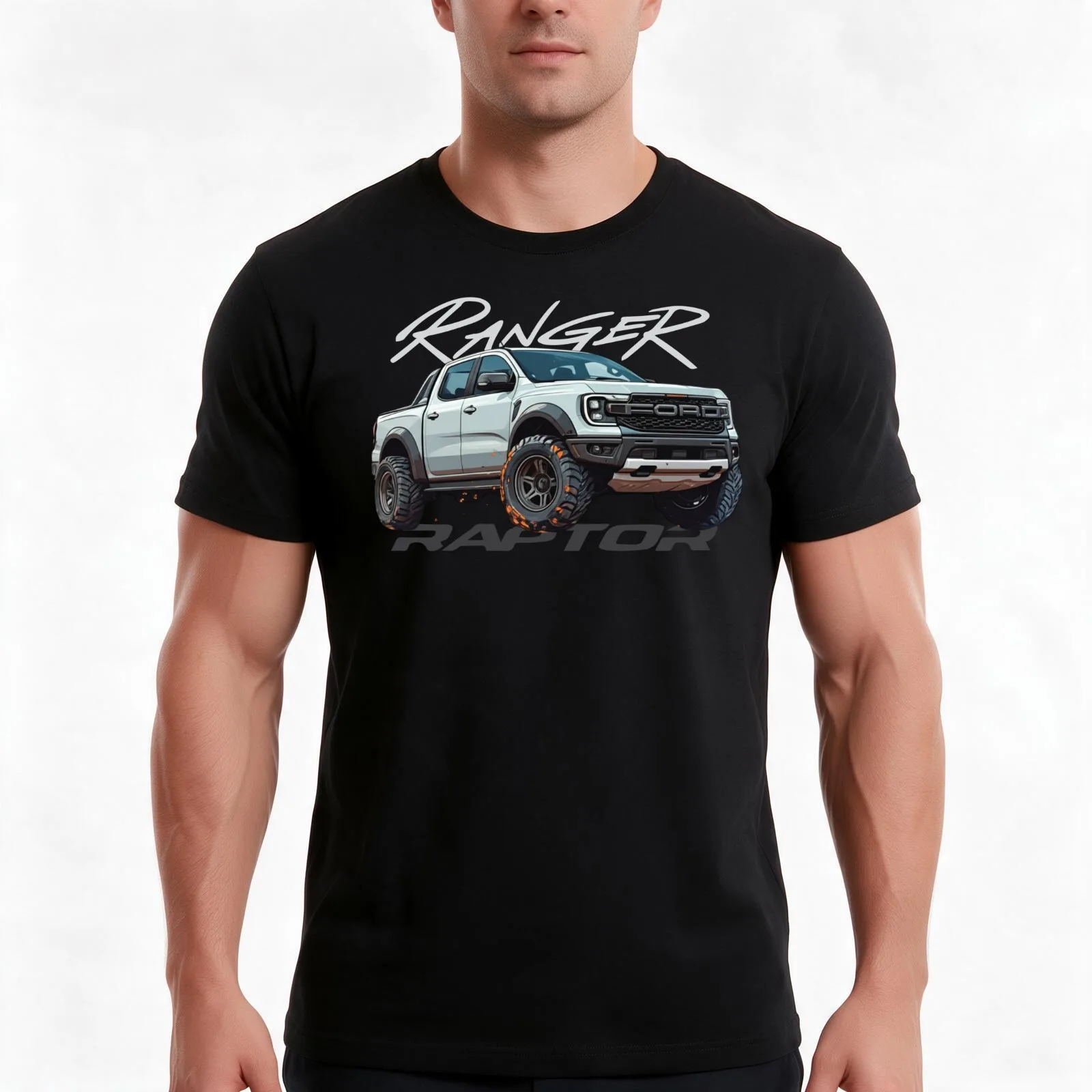 Ranger Raptor white OffRoad T-Shirt, Summer Casual Cotton Tee, Oversized Streetwear Tops, Vintage Graphic Print, 100% Cotton