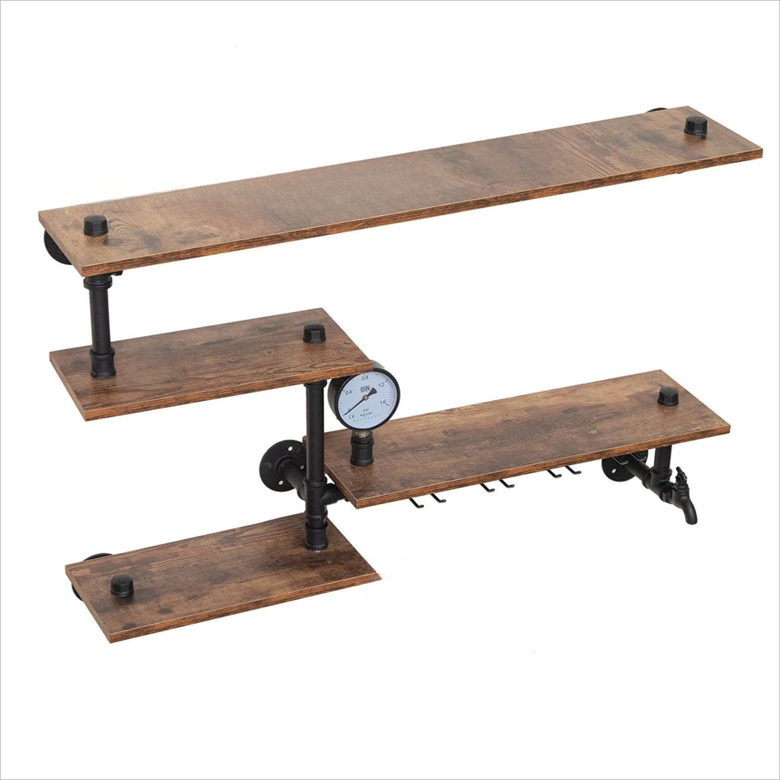 Cross-border industrial air duct wine rack, rural storage rack, retro kitchen seasoning rack, art retro shelf