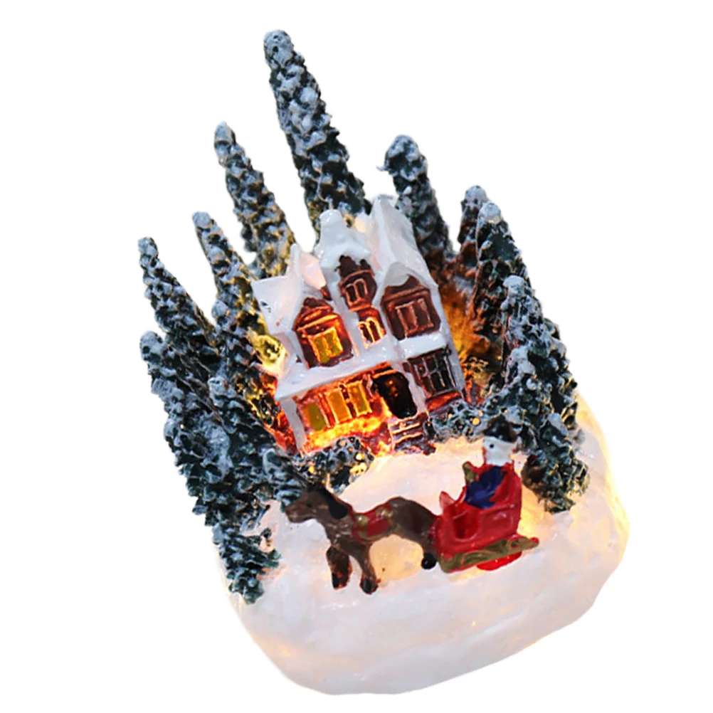 Gingerbread House Decorations Mini Christmas Party Centerpiece Glowing Resin Chic Gift Xmas Decorative