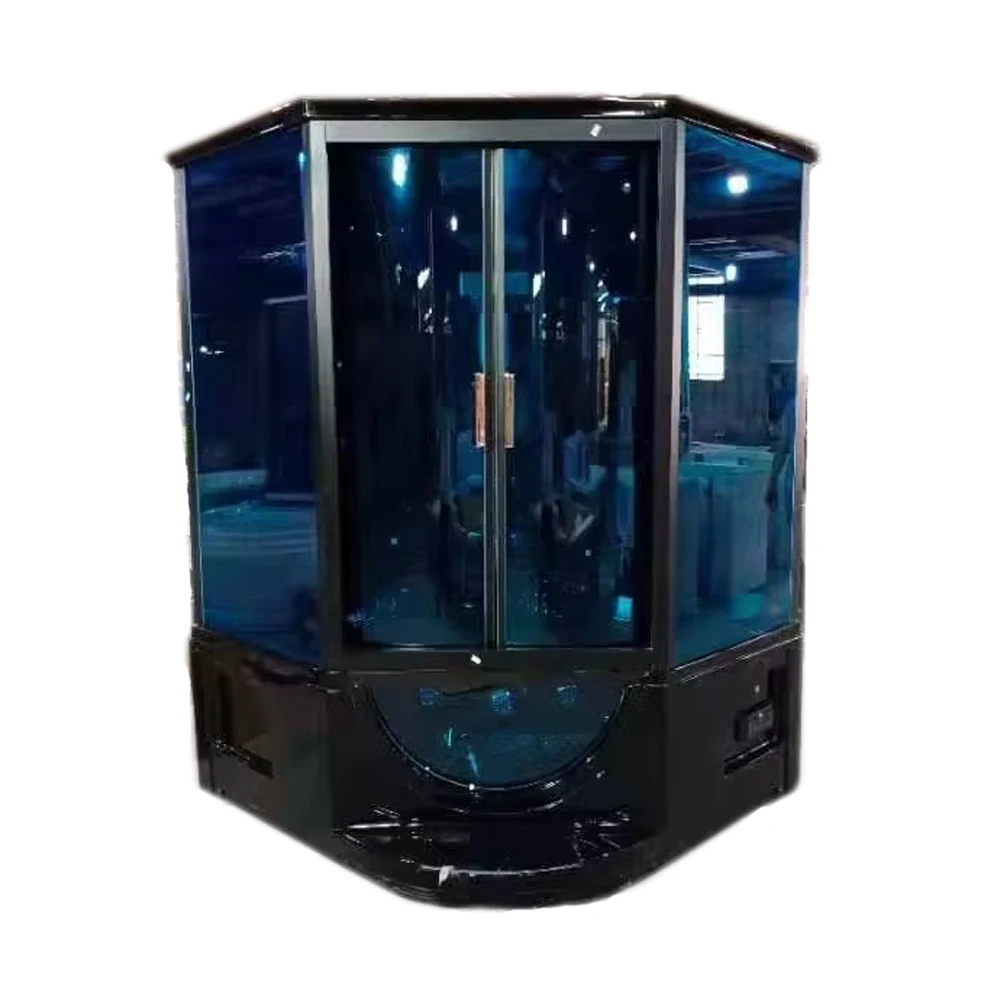 Luxury 2 Person Corner Steam Shower Cabin with Bathtub TV, Multi-function Wet Steam Room Enclosure, Chromotherapy Light A-011