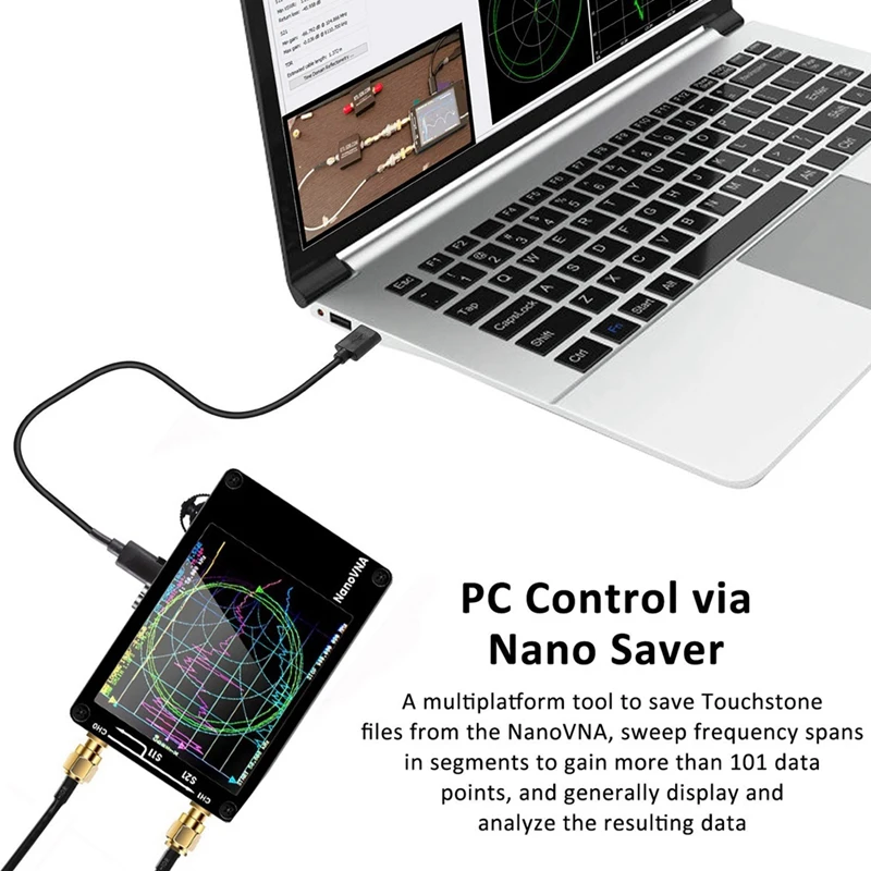Analizador de antena de red vectorial ABJI-Nanovna-H Pantalla táctil de 2,8 pulgadas, batería de 400 Mah, medición de modo TX/RX