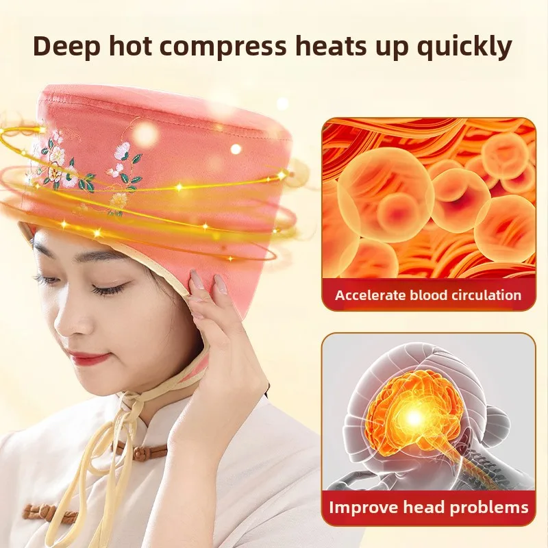 Migraine Relief Electric Heating Moxibustion Caps, Home Physio Fumigator Head Moxibustion Hot Compress Relax Heated Caps