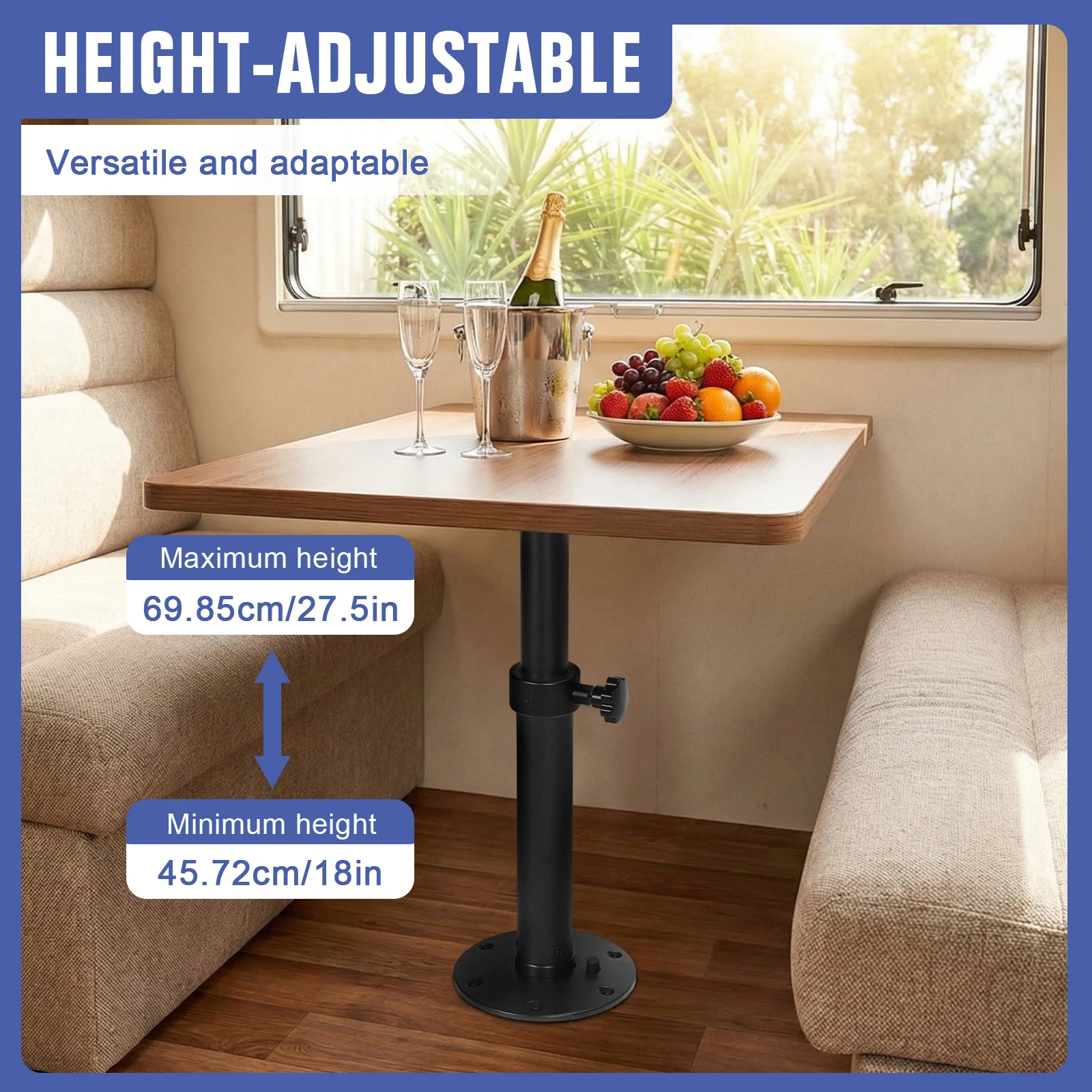 

Adjustable Tables Pedestal Mount One-Leg Lifting System Modification Support Rods 27.5In for Boat Yacht Motorhome Caravan